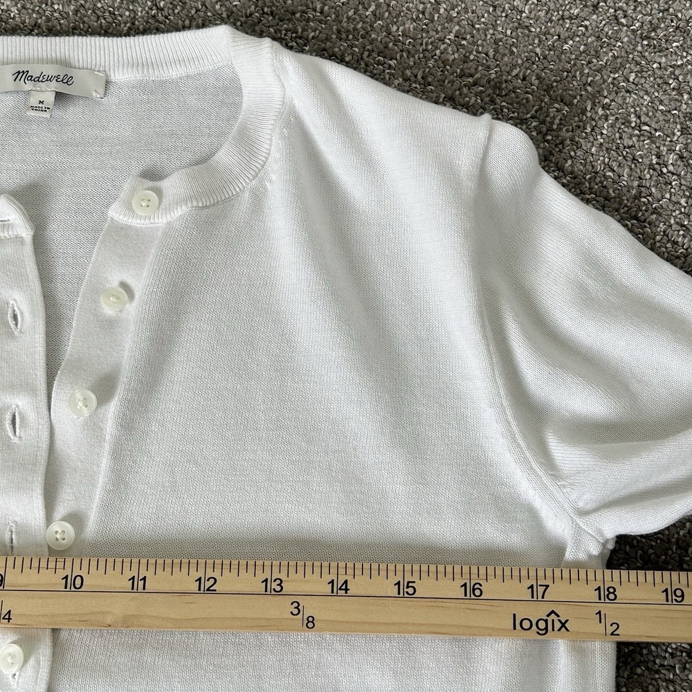 Madewell Button-Front Cardigan in 100% Cotton - White New - Picture 7 of 11